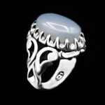 انگشتر عقیق کبود نقره مردانه طرح یزداد