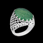 انگشتر عقیق سبز نقره مردانه طرح "علی ولی الله (ع)" - Image 5