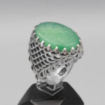 انگشتر عقیق سبز نقره مردانه طرح "علی ولی الله (ع)" - Image 4