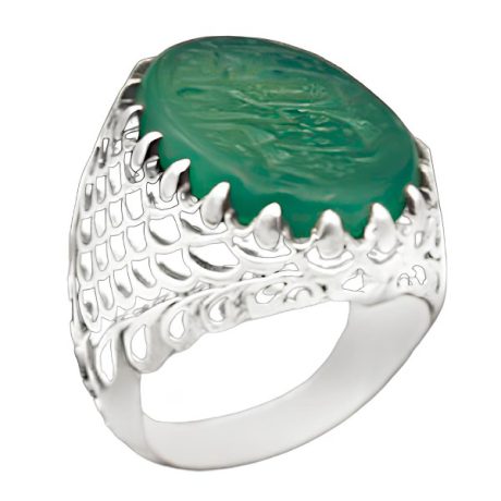 انگشتر عقیق سبز نقره مردانه طرح "علی ولی الله (ع)"