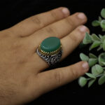 انگشتر مردانه عقیق سبز طرح دورطلایی فاخر کمیل ۲ - Image 4