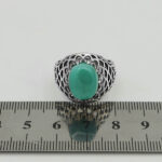 انگشتر عقیق سبز نقره مردانه طرح هورین - Image 2