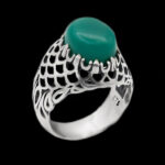 انگشتر عقیق سبز نقره مردانه طرح هورین