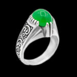 انگشتر عقیق سبز نقره مردانه طرح ابهر - Image 5