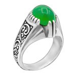 انگشتر عقیق سبز نقره مردانه طرح ابهر