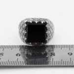 انگشتر عقیق مشکی نقره مردانه طرح مربعی آرتین - Image 4