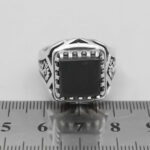 انگشتر عقیق مشکی نقره مردانه طرح آریامن - Image 2