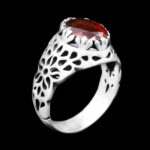 انگشتر گارنت الماس تراش نقره مردانه طرح هیمن