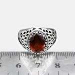 انگشتر گارنت الماس تراش نقره مردانه طرح هیمن - Image 3