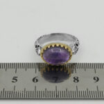 انگشتر آمیتیست نقره مردانه طرح دورطلایی ارمان - Image 2