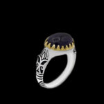 انگشتر آمیتیست نقره مردانه طرح دورطلایی ارمان