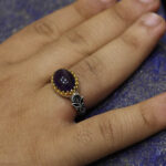 انگشتر آمیتیست نقره مردانه طرح دورطلایی ارمان - Image 3