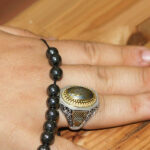 انگشتر حدید صینی نقره مردانه طرح دور طلایی یا فاطمه الزهرا (س) - Image 4