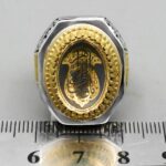 انگشتر حدید صینی نقره مردانه طرح دور طلایی یا فاطمه الزهرا (س) - Image 2