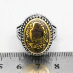 انگشتر حدید صینی نقره مردانه طرح "لبیک یا حسین (ع)" - Image 3