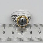 انگشتر حدید صینی نقره مردانه طرح دور طلایی یا علی مدد (ع) - Image 3