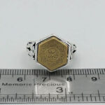 انگشتر حرز امام جواد (ع) نقره مردانه و زنانه طرح شش ضلعی یا امام حسین (ع) + تربت امام حسین (ع) - Image 3