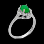 انگشتر یشم نقره زنانه طرح فرنوش - Image 4