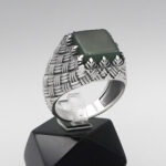 انگشتر یشم نقره مردانه طرح کامران - Image 2