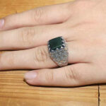 انگشتر یشم نقره مردانه طرح کامران - Image 3