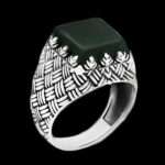 انگشتر یشم نقره مردانه طرح کامران