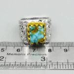 انگشتر فیروزه نیشابوری نقره دست ساز مردانه طرح فاخر ماهیانا - Image 2