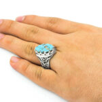 انگشتر فیروزه نیشابوری نقره دست ساز مردانه طرح فاخر شهریار - Image 4