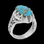 انگشتر فیروزه نیشابوری نقره دست ساز مردانه طرح فاخر شهریار