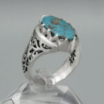 انگشتر فیروزه نیشابوری نقره دست ساز مردانه طرح فاخر شهریار - Image 2