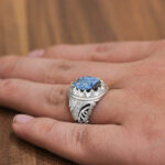 انگشتر فیروزه نیشابوری نقره دست ساز مردانه طرح مهران - Image 2