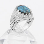 انگشتر فیروزه نیشابوری نقره دست ساز مردانه طرح مهران - Image 3