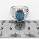 انگشتر فیروزه نیشابوری نقره دست ساز مردانه طرح مهران - Image 4