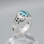 انگشتر فیروزه نیشابوری نقره مردانه دست ساز طرح کیان - Image 4