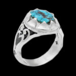 انگشتر فیروزه نیشابوری نقره مردانه دست ساز طرح کیان