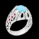 انگشتر فیروزه نیشابوری نقره دست ساز مردانه طرح آرین