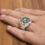 انگشتر فیروزه نیشابوری نقره دست ساز مردانه طرح فاخر غفار - Image 4