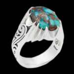 انگشتر فیروزه نیشابوری نقره دست ساز مردانه طرح فاخر غفار