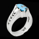 انگشتر فیروزه نیشابوری نقره دست ساز مردانه طرح حاماد