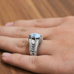 انگشتر فیروزه نیشابوری نقره دست ساز مردانه طرح حاماد - Image 4