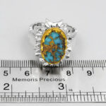 انگشتر فیروزه نیشابوری نقره دست ساز مردانه طرح دور طلایی عماد - Image 4