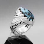 انگشتر فیروزه نیشابوری نقره دست ساز مردانه طرح فاخر احسان - Image 2