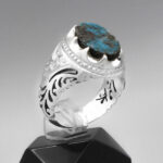 انگشتر فیروزه نیشابوری نقره دست ساز مردانه طرح فاخر عرفان - Image 4