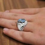 انگشتر فیروزه نیشابوری نقره دست ساز مردانه طرح فاخر عرفان - Image 3