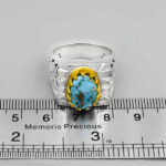 انگشتر فیروزه نیشابوری نقره دست ساز مردانه طرح فاخر دور طلایی حامد - Image 3