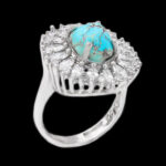 انگشتر فیروزه نیشابوری نقره زنانه طرح آدینا - Image 4