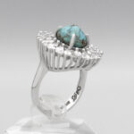 انگشتر فیروزه نیشابوری نقره زنانه طرح آدینا - Image 2