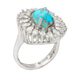 انگشتر فیروزه نیشابوری نقره زنانه طرح آدینا