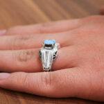 انگشتر فیروزه نیشابوری نقره دست ساز مردانه طرح آصف - Image 3