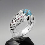 انگشتر فیروزه نیشابوری نقره دست ساز مردانه طرح قادر - Image 2