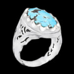 انگشتر فیروزه نیشابوری نقره دست ساز مردانه طرح فاخر شروین